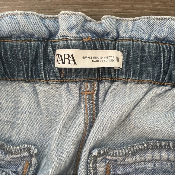 Zara High Rise Paperbag Tapered Balloon Style Light Blue Jeans - Picture 8 of 12